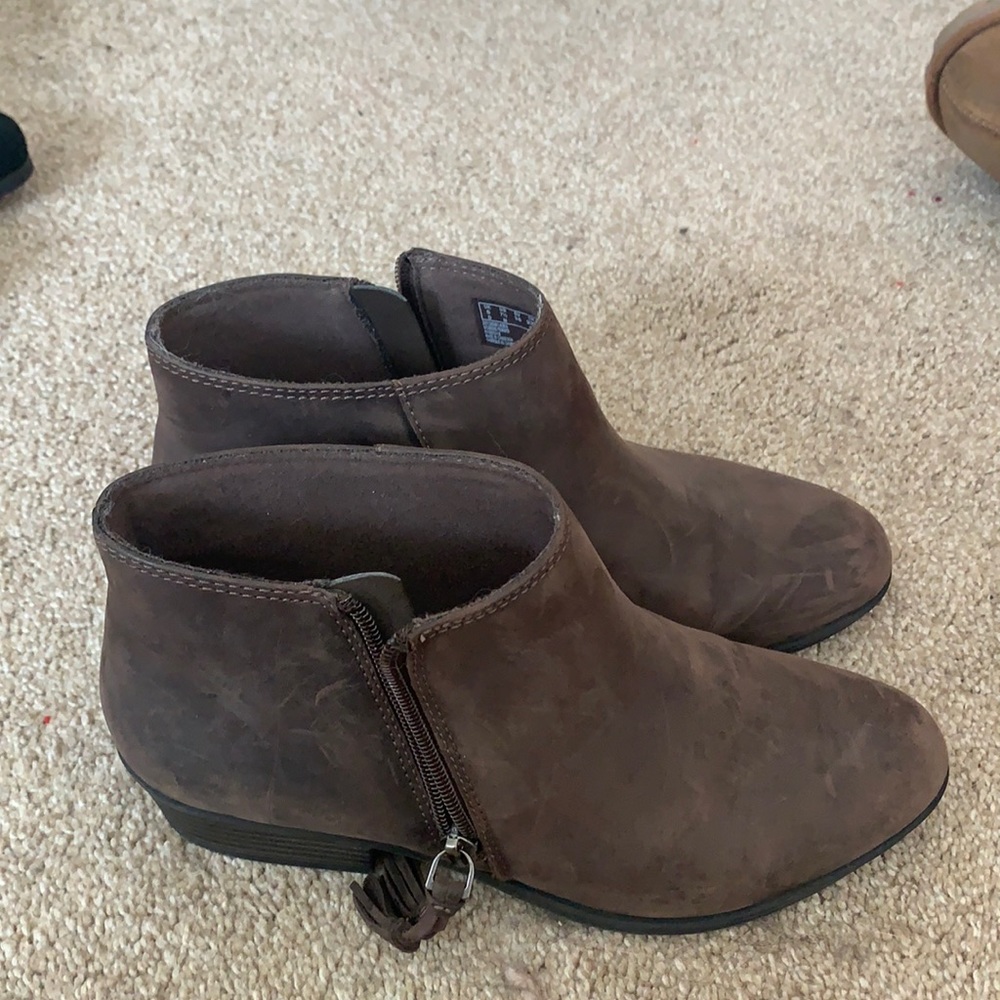 Brown suede ankle boots